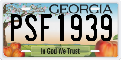 GA license plate PSF1939