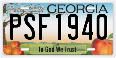 GA license plate PSF1940