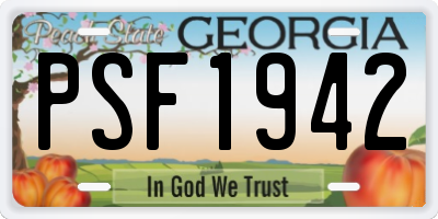 GA license plate PSF1942