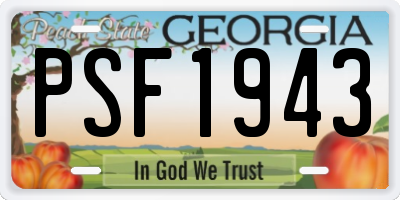 GA license plate PSF1943
