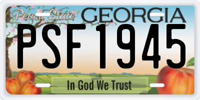 GA license plate PSF1945
