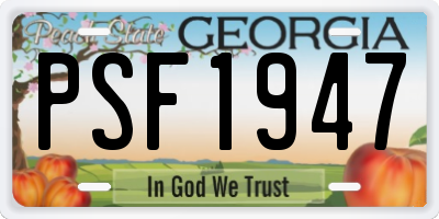 GA license plate PSF1947
