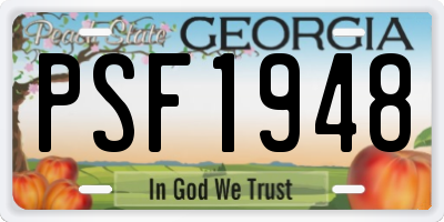 GA license plate PSF1948
