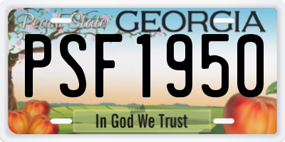GA license plate PSF1950