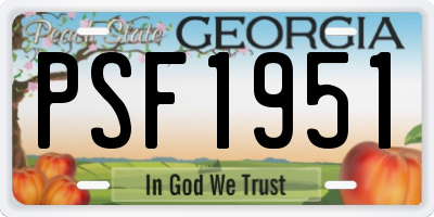 GA license plate PSF1951