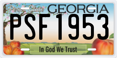 GA license plate PSF1953