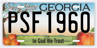 GA license plate PSF1960