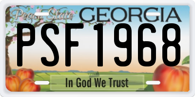 GA license plate PSF1968