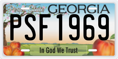 GA license plate PSF1969