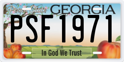 GA license plate PSF1971