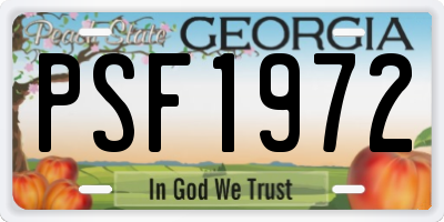 GA license plate PSF1972