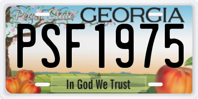 GA license plate PSF1975