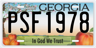 GA license plate PSF1978