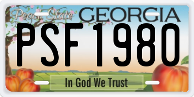 GA license plate PSF1980