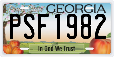 GA license plate PSF1982