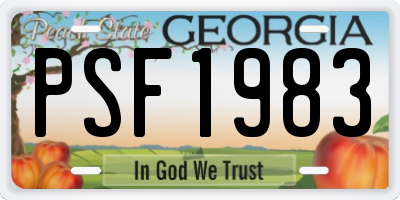 GA license plate PSF1983