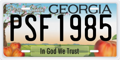GA license plate PSF1985