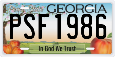 GA license plate PSF1986
