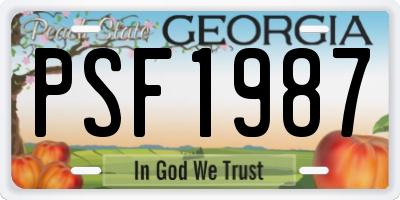 GA license plate PSF1987