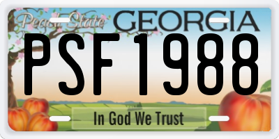 GA license plate PSF1988