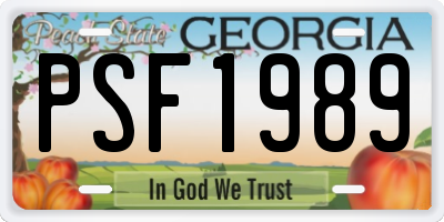 GA license plate PSF1989