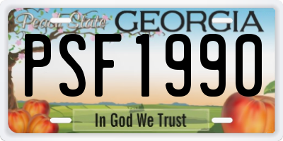 GA license plate PSF1990