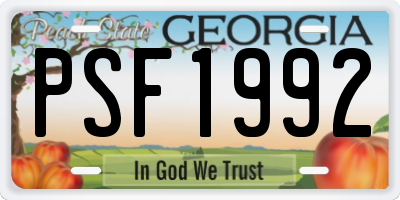GA license plate PSF1992