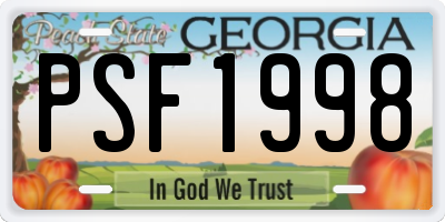 GA license plate PSF1998