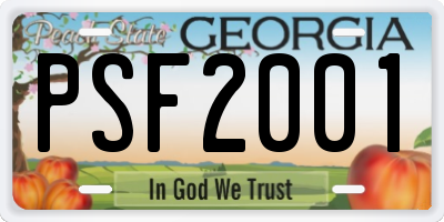 GA license plate PSF2001