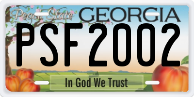 GA license plate PSF2002