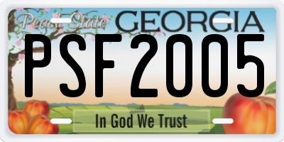GA license plate PSF2005