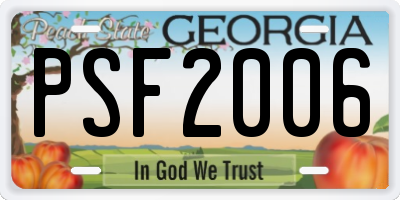 GA license plate PSF2006