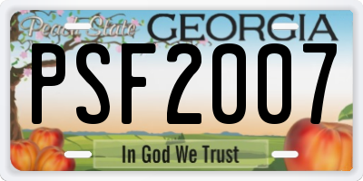GA license plate PSF2007
