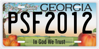 GA license plate PSF2012