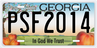 GA license plate PSF2014
