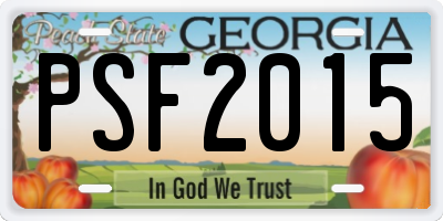GA license plate PSF2015