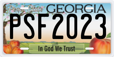 GA license plate PSF2023