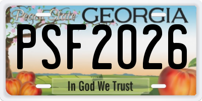 GA license plate PSF2026