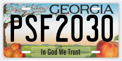 GA license plate PSF2030