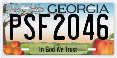 GA license plate PSF2046