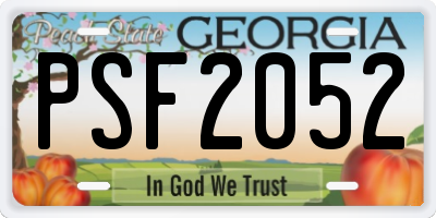 GA license plate PSF2052