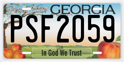 GA license plate PSF2059