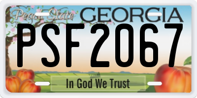 GA license plate PSF2067
