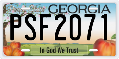 GA license plate PSF2071