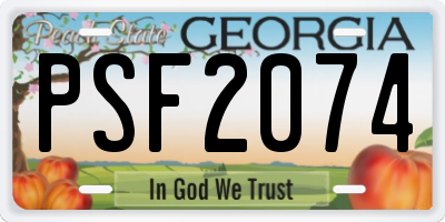 GA license plate PSF2074