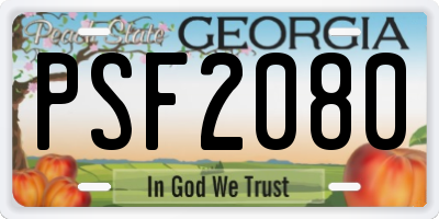 GA license plate PSF2080