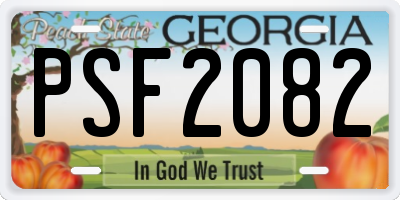 GA license plate PSF2082