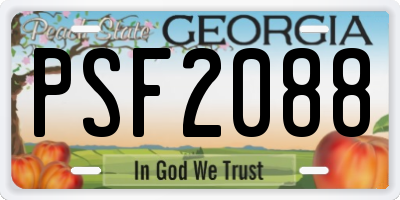 GA license plate PSF2088