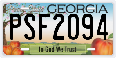 GA license plate PSF2094