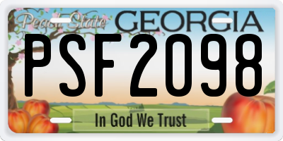 GA license plate PSF2098